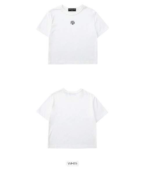 muahmuah(ムーアムーア)の「A'GEM/9 × .kom『muah muah/ムーアムーア』 SIGNATURE CROP HALF T-SHIRT/シグネチャークロップ 半袖 Tシャツ カットソー(Tシャツ/カットソー・レディース・ホワイト/ブラック・FREE)」の4枚目の写真