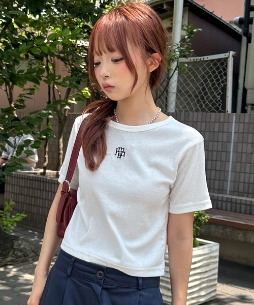 muahmuah(ムーアムーア)の「A'GEM/9 × .kom『muah muah/ムーアムーア』 SIGNATURE CROP HALF T-SHIRT/シグネチャークロップ 半袖 Tシャツ カットソー(Tシャツ/カットソー・レディース・ホワイト/ブラック・FREE)」の22枚目の写真