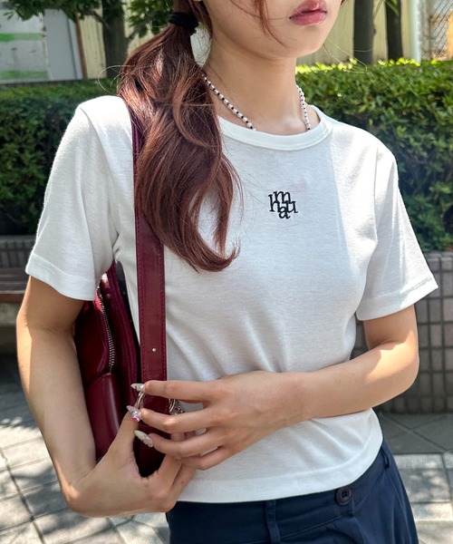 muahmuah(ムーアムーア)の「A'GEM/9 × .kom『muah muah/ムーアムーア』 SIGNATURE CROP HALF T-SHIRT/シグネチャークロップ 半袖 Tシャツ カットソー(Tシャツ/カットソー・レディース・ホワイト/ブラック・FREE)」の21枚目の写真