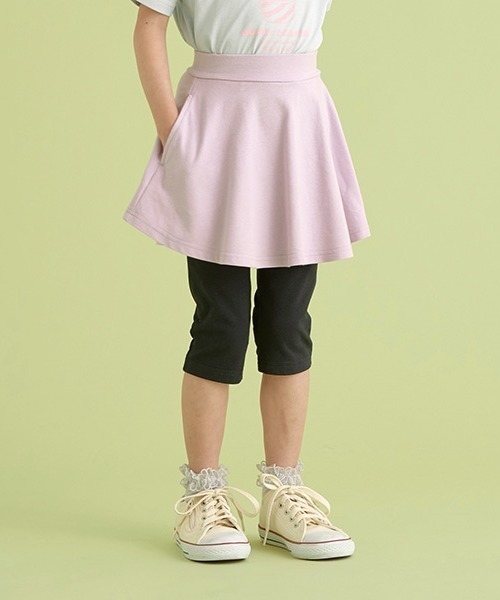 Lycee mine（リセマイン）の「【万能アイテム】のびのびストレッチ6分丈スカッツ（レギンス/スパッツ・キッズ・ベージュ/ブラック/ミント/ラベンダー/ライトグレー・120cm/140cm/130cm/110cm/100cm）」の5枚目の写真