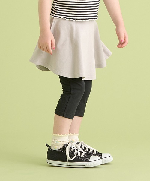 Lycee mine（リセマイン）の「【万能アイテム】のびのびストレッチ6分丈スカッツ（レギンス/スパッツ・キッズ・ベージュ/ブラック/ミント/ラベンダー/ライトグレー・120cm/140cm/130cm/110cm/100cm）」の3枚目の写真