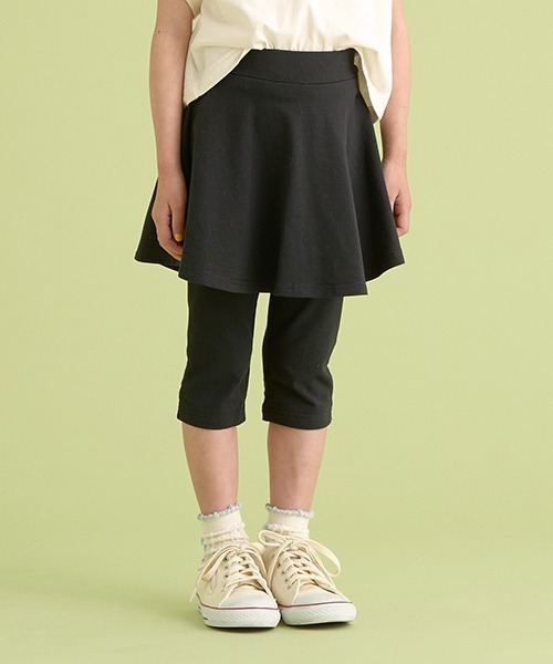 Lycee mine（リセマイン）の「【万能アイテム】のびのびストレッチ6分丈スカッツ（レギンス/スパッツ・キッズ・ベージュ/ブラック/ミント/ラベンダー/ライトグレー・120cm/140cm/130cm/110cm/100cm）」の2枚目の写真