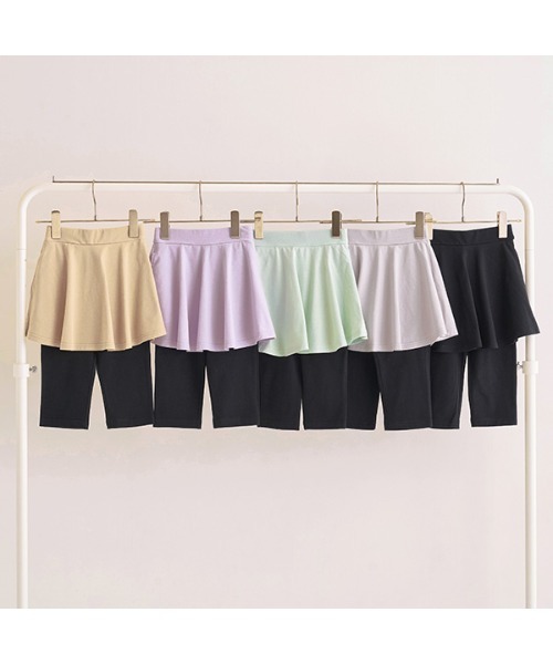Lycee mine（リセマイン）の「【万能アイテム】のびのびストレッチ6分丈スカッツ（レギンス/スパッツ・キッズ・ベージュ/ブラック/ミント/ラベンダー/ライトグレー・120cm/140cm/130cm/110cm/100cm）」の6枚目の写真