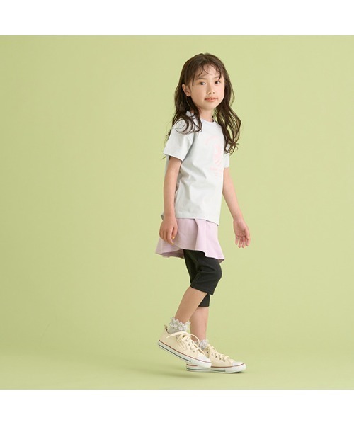Lycee mine（リセマイン）の「【万能アイテム】のびのびストレッチ6分丈スカッツ（レギンス/スパッツ・キッズ・ベージュ/ブラック/ミント/ラベンダー/ライトグレー・120cm/140cm/130cm/110cm/100cm）」の9枚目の写真