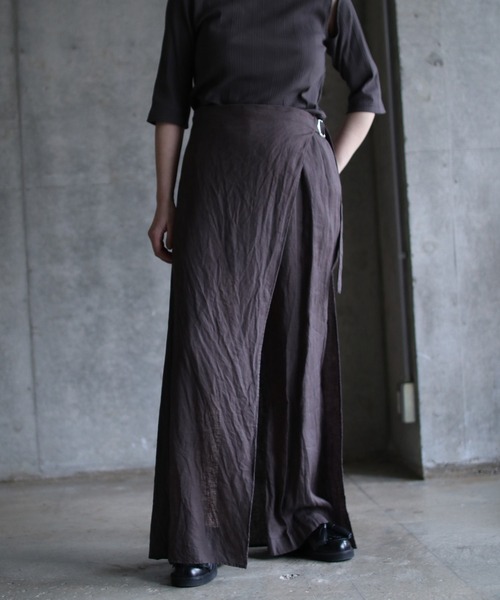 k3&co.（ケイスリーアンドコー）の「WRAP PANTS（その他パンツ・レディース・チャコール・1）」の4枚目の写真