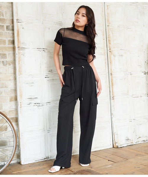 ANAP（アナップ）の「シアー切替ニットトップスカットソー（Tシャツ/カットソー・レディース・ホワイト/ベージュ/ブラック・FREE）」の15枚目の写真