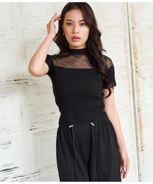 ANAP（アナップ）の「シアー切替ニットトップスカットソー（Tシャツ/カットソー・レディース・ホワイト/ベージュ/ブラック・FREE）」の11枚目の写真