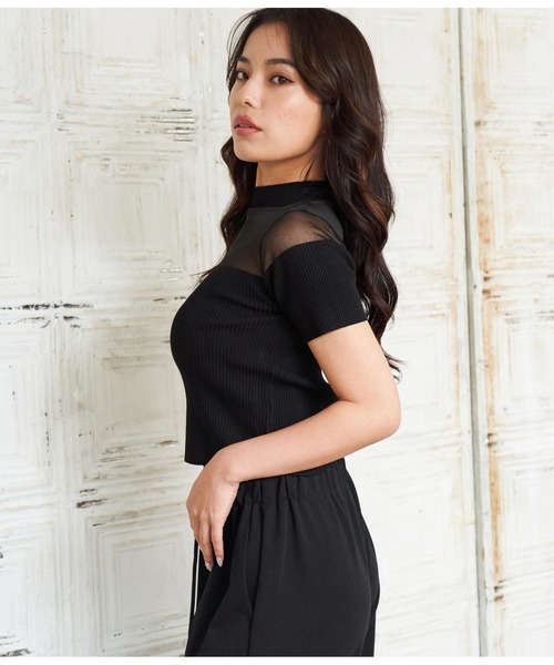 ANAP（アナップ）の「シアー切替ニットトップスカットソー（Tシャツ/カットソー・レディース・ホワイト/ベージュ/ブラック・FREE）」の13枚目の写真