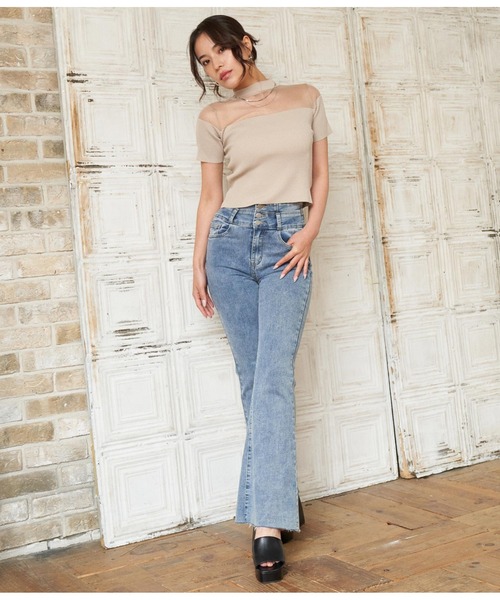 ANAP（アナップ）の「シアー切替ニットトップスカットソー（Tシャツ/カットソー・レディース・ホワイト/ベージュ/ブラック・FREE）」の22枚目の写真