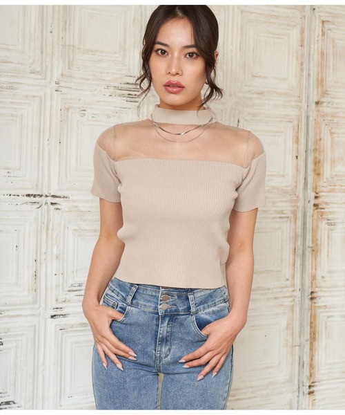 ANAP（アナップ）の「シアー切替ニットトップスカットソー（Tシャツ/カットソー・レディース・ホワイト/ベージュ/ブラック・FREE）」の20枚目の写真