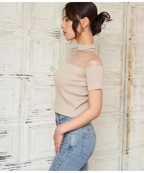 ANAP（アナップ）の「シアー切替ニットトップスカットソー（Tシャツ/カットソー・レディース・ホワイト/ベージュ/ブラック・FREE）」の21枚目の写真