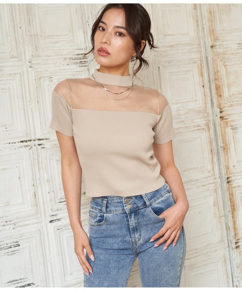 ANAP（アナップ）の「シアー切替ニットトップスカットソー（Tシャツ/カットソー・レディース・ホワイト/ベージュ/ブラック・FREE）」の18枚目の写真