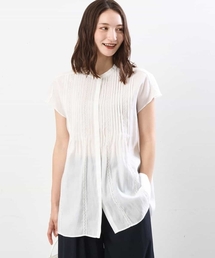 ピンタックレースブラウス/洗える