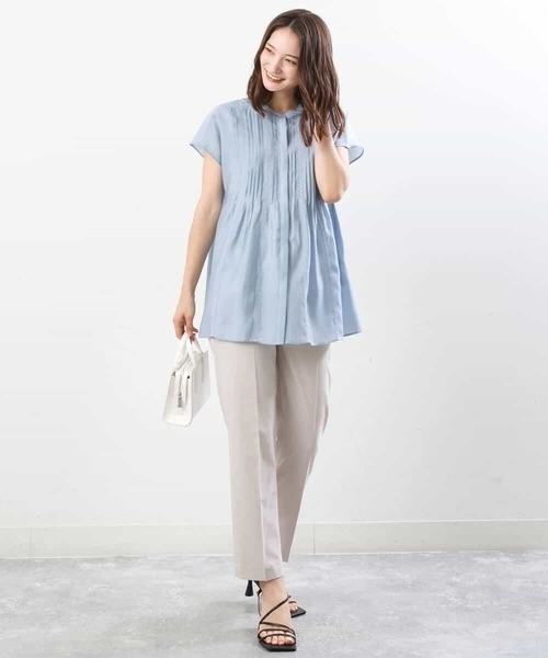 MK MICHEL KLEIN（エムケーミッシェルクラン）の「ピンタックレースブラウス/洗える（シャツ/ブラウス・レディース・ホワイト/ライトブルー・38）」の12枚目の写真