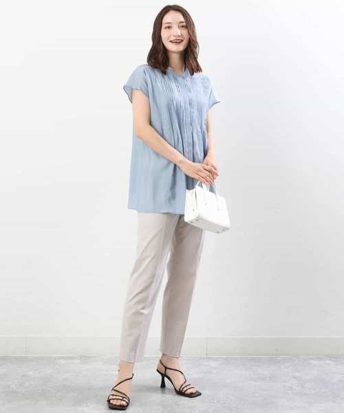 MK MICHEL KLEIN（エムケーミッシェルクラン）の「ピンタックレースブラウス/洗える（シャツ/ブラウス・レディース・ホワイト/ライトブルー・38）」の19枚目の写真