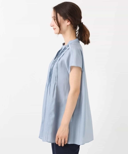 MK MICHEL KLEIN（エムケーミッシェルクラン）の「ピンタックレースブラウス/洗える（シャツ/ブラウス・レディース・ホワイト/ライトブルー・38）」の15枚目の写真