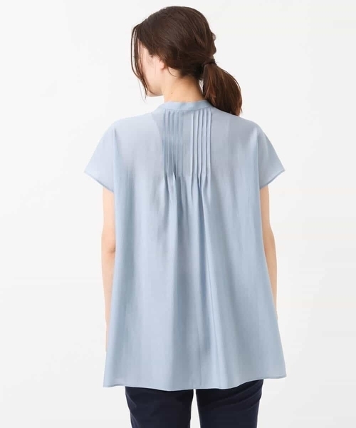 MK MICHEL KLEIN（エムケーミッシェルクラン）の「ピンタックレースブラウス/洗える（シャツ/ブラウス・レディース・ホワイト/ライトブルー・38）」の5枚目の写真