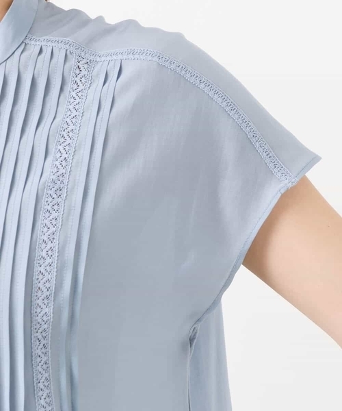 MK MICHEL KLEIN（エムケーミッシェルクラン）の「ピンタックレースブラウス/洗える（シャツ/ブラウス・レディース・ホワイト/ライトブルー・38）」の13枚目の写真