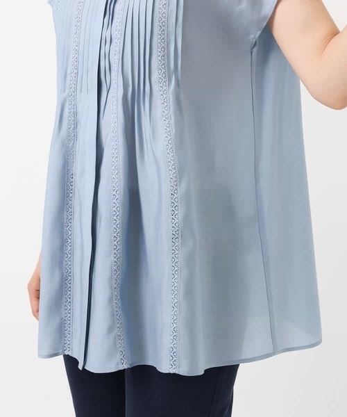 MK MICHEL KLEIN（エムケーミッシェルクラン）の「ピンタックレースブラウス/洗える（シャツ/ブラウス・レディース・ホワイト/ライトブルー・38）」の18枚目の写真