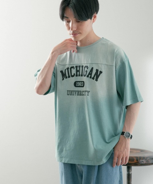 ITEMS URBANRESEARCH(アイテムズ アーバンリサーチ)の「カレッジロゴプリント フットボールTシャツ(Tシャツ/カットソー・メンズ・チャコールグレー/ミント/ピンク・LARGE/MEDIUM)」の3枚目の写真