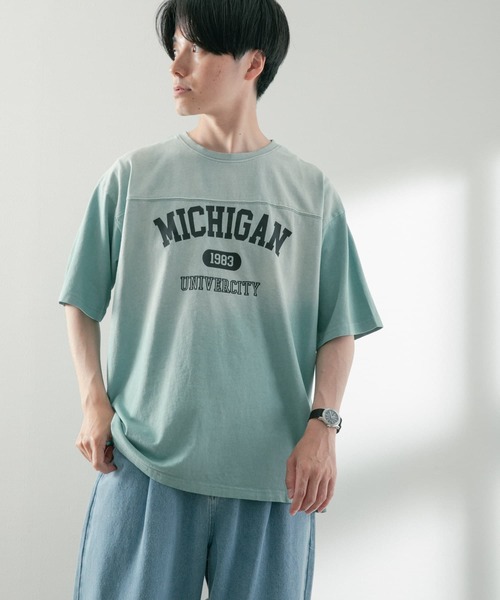 ITEMS URBANRESEARCH(アイテムズ アーバンリサーチ)の「カレッジロゴプリント フットボールTシャツ(Tシャツ/カットソー・メンズ・チャコールグレー/ミント/ピンク・LARGE/MEDIUM)」の20枚目の写真
