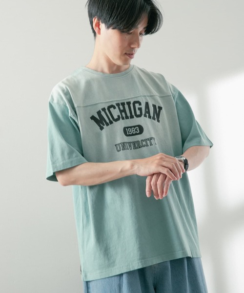 ITEMS URBANRESEARCH(アイテムズ アーバンリサーチ)の「カレッジロゴプリント フットボールTシャツ(Tシャツ/カットソー・メンズ・チャコールグレー/ミント/ピンク・LARGE/MEDIUM)」の21枚目の写真