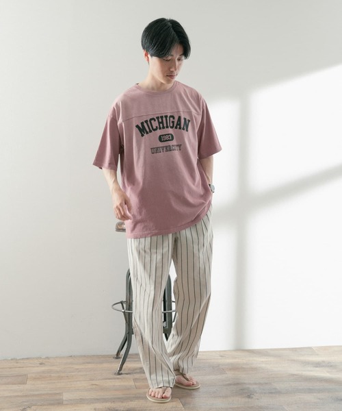 ITEMS URBANRESEARCH(アイテムズ アーバンリサーチ)の「カレッジロゴプリント フットボールTシャツ(Tシャツ/カットソー・メンズ・チャコールグレー/ミント/ピンク・LARGE/MEDIUM)」の5枚目の写真