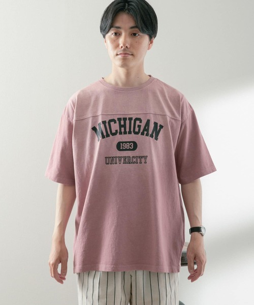 ITEMS URBANRESEARCH(アイテムズ アーバンリサーチ)の「カレッジロゴプリント フットボールTシャツ(Tシャツ/カットソー・メンズ・チャコールグレー/ミント/ピンク・LARGE/MEDIUM)」の6枚目の写真