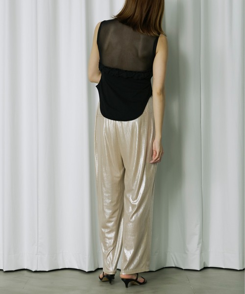 Ezick（エジック）の「Stripe glitter トロミワイドパンツ（その他パンツ・レディース・ブラウン/オリーブ/ホワイトゴールド・FREE）」の7枚目の写真