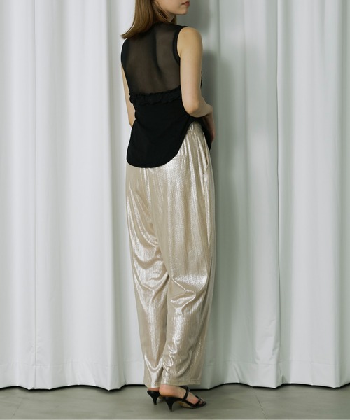 Ezick（エジック）の「Stripe glitter トロミワイドパンツ（その他パンツ・レディース・ブラウン/オリーブ/ホワイトゴールド・FREE）」の6枚目の写真