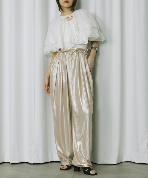 Ezick（エジック）の「Stripe glitter トロミワイドパンツ（その他パンツ・レディース・ブラウン/オリーブ/ホワイトゴールド・FREE）」の10枚目の写真