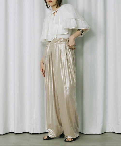 Ezick（エジック）の「Stripe glitter トロミワイドパンツ（その他パンツ・レディース・ブラウン/オリーブ/ホワイトゴールド・FREE）」の9枚目の写真