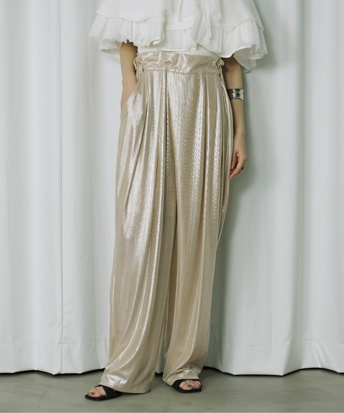 Ezick（エジック）の「Stripe glitter トロミワイドパンツ（その他パンツ・レディース・ブラウン/オリーブ/ホワイトゴールド・FREE）」の15枚目の写真