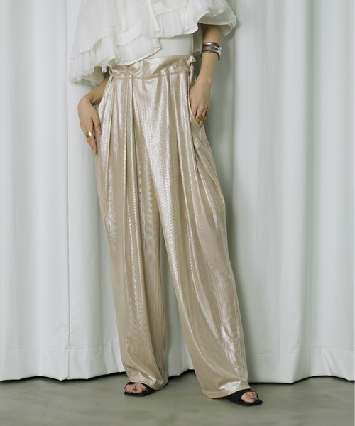Ezick（エジック）の「Stripe glitter トロミワイドパンツ（その他パンツ・レディース・ブラウン/オリーブ/ホワイトゴールド・FREE）」の16枚目の写真