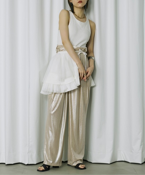 Ezick（エジック）の「Stripe glitter トロミワイドパンツ（その他パンツ・レディース・ブラウン/オリーブ/ホワイトゴールド・FREE）」の19枚目の写真