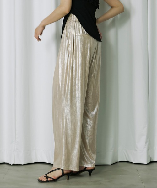 Ezick（エジック）の「Stripe glitter トロミワイドパンツ（その他パンツ・レディース・ブラウン/オリーブ/ホワイトゴールド・FREE）」の8枚目の写真