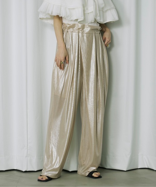 Ezick（エジック）の「Stripe glitter トロミワイドパンツ（その他パンツ・レディース・ブラウン/オリーブ/ホワイトゴールド・FREE）」の14枚目の写真