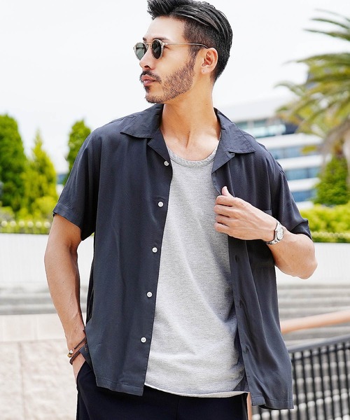 roshell(ロシェル)の「レーヨンオープンカラー半袖シャツ(シャツ/ブラウス・メンズ・アイボリー/ブラック/ブルー/カーキ/ネイビー/ダークグリーン/ベージュ系その他・LARGE/X-LARGE/MEDIUM)」の6枚目の写真