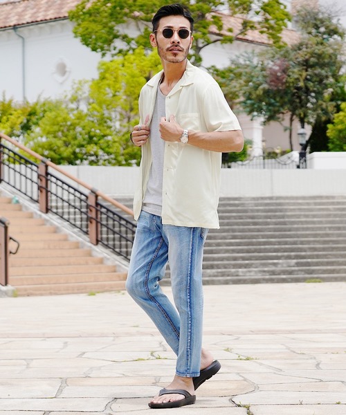 roshell(ロシェル)の「レーヨンオープンカラー半袖シャツ(シャツ/ブラウス・メンズ・アイボリー/ブラック/ブルー/カーキ/ネイビー/ダークグリーン/ベージュ系その他・LARGE/X-LARGE/MEDIUM)」の9枚目の写真