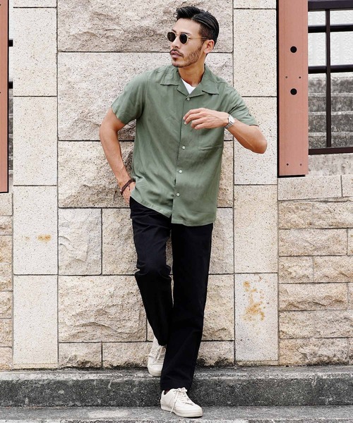 roshell(ロシェル)の「レーヨンオープンカラー半袖シャツ(シャツ/ブラウス・メンズ・アイボリー/ブラック/ブルー/カーキ/ネイビー/ダークグリーン/ベージュ系その他・LARGE/X-LARGE/MEDIUM)」の19枚目の写真