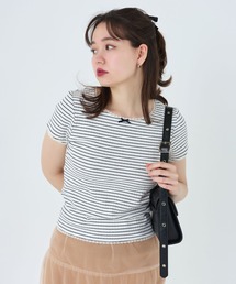 レース付き 半袖リブカットソー TINA:JOJUN