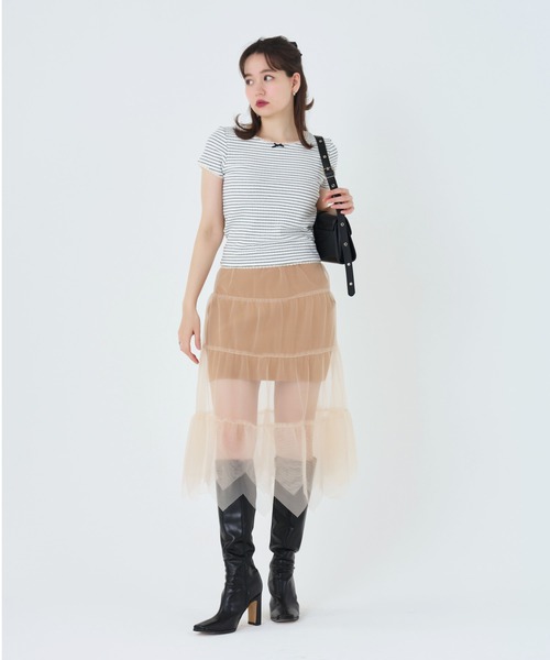 カットソー(半袖+袖なし) Andmary Tina ribbon tops ANDMARY】Tina ribbon tops