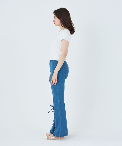 TINA：JOJUN（ティーナジョジュン）の「レース付き 半袖リブカットソー TINA：JOJUN（Tシャツ/カットソー・レディース・オフホワイト/ホワイト×ネイビー・M）」の10枚目の写真
