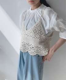 AS KNOW AS plus | 〇かぎ針ビスチェと5分袖ブラウス セット(シャツ/ブラウス)