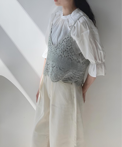 AS KNOW AS plus(アズノゥアズプラス)の「〇かぎ針ビスチェと5分袖ブラウス セット(シャツ/ブラウス・レディース・キナリ/ミント/ブルーグレー・FREE)」の20枚目の写真