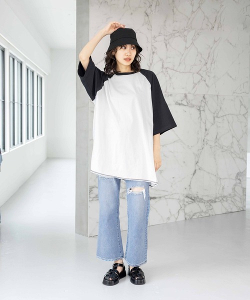 niko and...（ニコアンド）の「カットアウトラグランBIGTシャツ（Tシャツ/カットソー・レディース・ブラック/ブラウン/グリーン・FREE）」の18枚目の写真