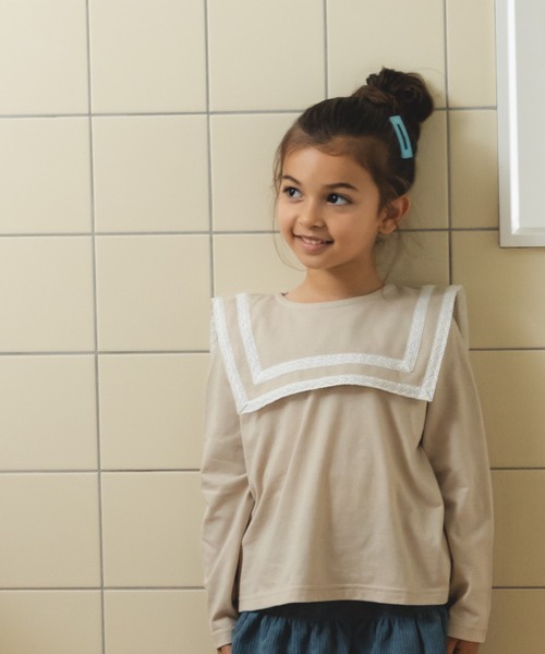 pairmanon（ペアマノン）の「選べるガールズデザイン 長袖 ロンT（Tシャツ/カットソー・キッズ・パープル系その他2/ホワイト系その他3/ピンク系その他/ブラック系その他2/ミント/ホワイト系その他4/ライトベージュ/ベージュ系その他/パープル系その他3/ブラック系その他/ブラウン系その他3/パープル系その他/パープル系その他4/ブルー系その他3/ブラック/ブラウン系その他/ベージュ系その他2/ピンク/ブルー系その他・90/130/150/120/140/110/100/80）」の8枚目の写真