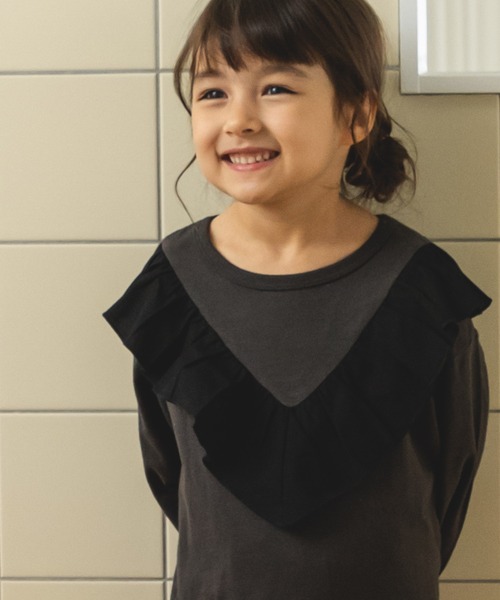 pairmanon（ペアマノン）の「選べるガールズデザイン 長袖 ロンT（Tシャツ/カットソー・キッズ・パープル系その他2/ホワイト系その他3/ピンク系その他/ブラック系その他2/ミント/ホワイト系その他4/ライトベージュ/ベージュ系その他/パープル系その他3/ブラック系その他/ブラウン系その他3/パープル系その他/パープル系その他4/ブルー系その他3/ブラック/ブラウン系その他/ベージュ系その他2/ピンク/ブルー系その他・90/130/150/120/140/110/100/80）」の5枚目の写真