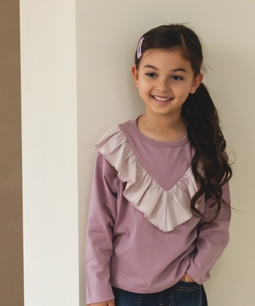 pairmanon（ペアマノン）の「選べるガールズデザイン 長袖 ロンT（Tシャツ/カットソー・キッズ・パープル系その他2/ホワイト系その他3/ピンク系その他/ブラック系その他2/ミント/ホワイト系その他4/ライトベージュ/ベージュ系その他/パープル系その他3/ブラック系その他/ブラウン系その他3/パープル系その他/パープル系その他4/ブルー系その他3/ブラック/ブラウン系その他/ベージュ系その他2/ピンク/ブルー系その他・90/130/150/120/140/110/100/80）」の15枚目の写真