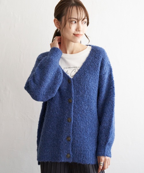 ikka(イッカ)の「ブークレーVネックカーディガン(カーディガン/ボレロ・レディース・ベージュ/ブルー/イエロー・S/M/L)」の6枚目の写真